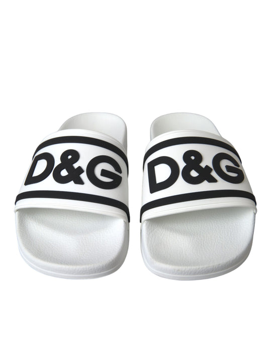 Dolce & Gabbana White Black Sandals Rubber Beachwear Shoes