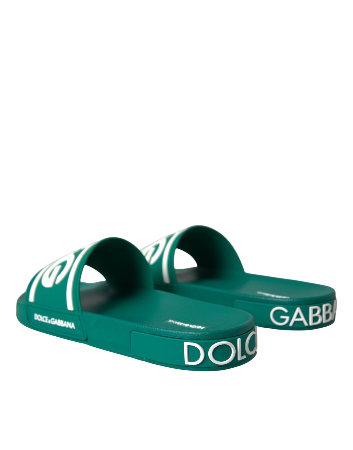 Dolce & Gabbana Green White Sandals Rubber Beachwear Shoes