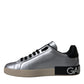 Dolce & Gabbana Silver Portofino Calf Leather Sneakers Men Shoes