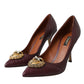 Dolce & Gabbana Bordeaux Leather Heart DEVOTION Pumps Shoes