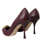 Dolce & Gabbana Bordeaux Leather Heart DEVOTION Pumps Shoes