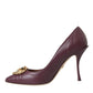 Dolce & Gabbana Bordeaux Leather Heart DEVOTION Pumps Shoes