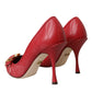 Dolce & Gabbana Red Devotion Leather Heels Pumps Shoes