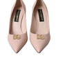 Dolce & Gabbana Beige Lamb Leather Logo Pumps Heels Shoes