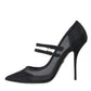 Dolce & Gabbana Black Mesh Mary Janes Heels Pumps Shoes