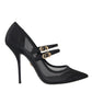 Dolce & Gabbana Black Mesh Mary Janes Heels Pumps Shoes