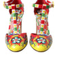 Dolce & Gabbana Multicolor Carretto T-strap Sandals Shoes