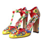 Dolce & Gabbana Multicolor Carretto T-strap Sandals Shoes