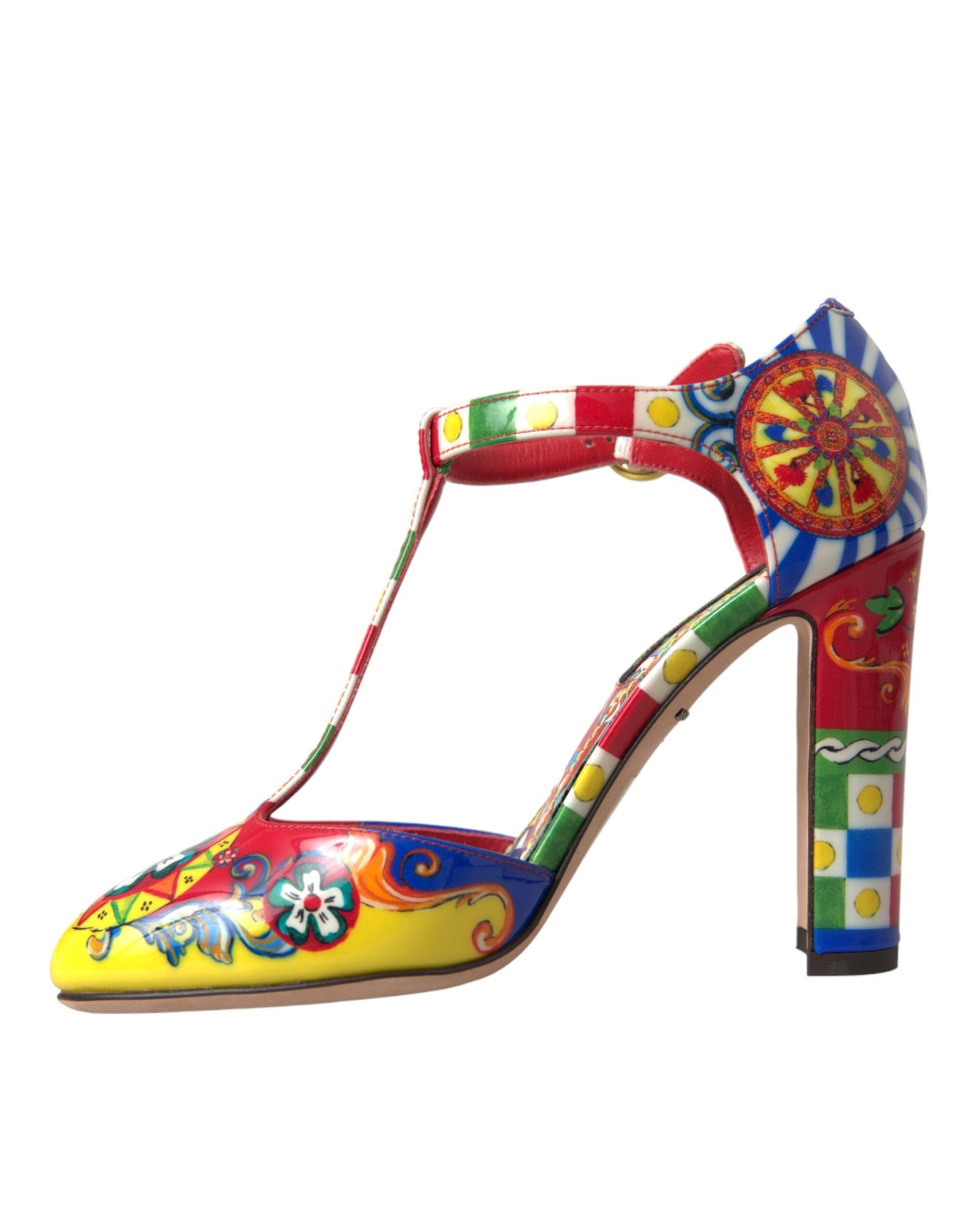 Dolce & Gabbana Multicolor Carretto T-strap Sandals Shoes