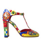 Dolce & Gabbana Multicolor Carretto T-strap Sandals Shoes