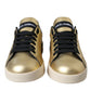 Dolce & Gabbana Gold Portofino Calf Leather Sneakers Women Shoes