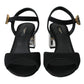 Dolce & Gabbana Black Crystal Ankle Strap Keira Sandal Shoes