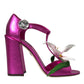 Dolce & Gabbana Fuchsia Flower Crystals Heels Sandals Shoes