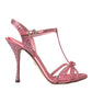 Dolce & Gabbana Pink Strass Ankle Strap Heels Sandals Shoes