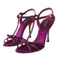 Dolce & Gabbana Purple Strass Ankle Strap Heels Sandals Shoes