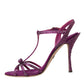 Dolce & Gabbana Purple Strass Ankle Strap Heels Sandals Shoes