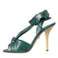 Dolce & Gabbana Green Exotic Leather Heels Sandals Shoes