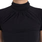 Costume National Black Turtleneck Viscose Short Sleeve Top