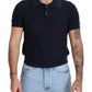 Dolce & Gabbana Dark Blue Collared Polo Casual Silk T-shirt Mens T-Shirt