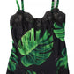 Dolce & Gabbana Black Philodendron Print Silk Camisole Underwear