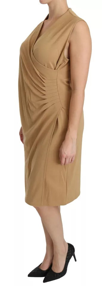 Ralph Lauren Brown V-neck Shift Knee Length Viscose Dress