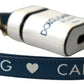 Dolce & Gabbana White Blue Calf Leather Logo Print Strap Airpods Case