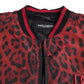 Dolce & Gabbana Red Leopard Bomber Short Coat Jacket