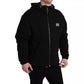 Dolce & Gabbana Black Cotton Hooded Logo Bomber Men Jacket