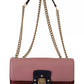 Dolce & Gabbana Pink Red Exotic Skins Gold Chain Purse LUCIA Leather Bag