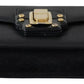 Dolce & Gabbana Black Leather Gold Metal Mini Women Purse Bag Lucia Wallet