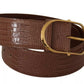 Dolce & Gabbana Brown Wide Waist Leather Gold Oval Metal Buckle Belt