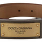 Dolce & Gabbana Brown Leather Gold Engraved Metal Buckle Belt