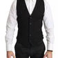 Dolce & Gabbana Black Solid STAFF Slim Fit Waistcoat Vest