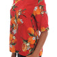 Dolce & Gabbana Orange Print Crystal-Embellished Blouse
