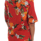 Dolce & Gabbana Orange Print Crystal-Embellished Blouse