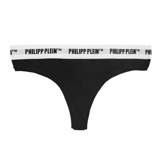 Philipp Plein Black Cotton Women Thong Pair