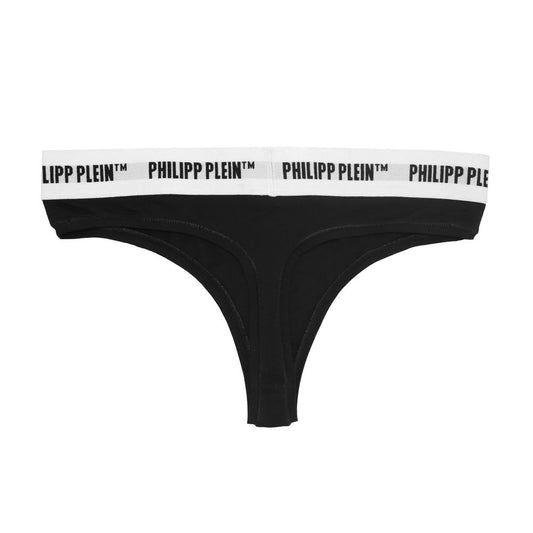 Philipp Plein Black Cotton Women Thong Pair