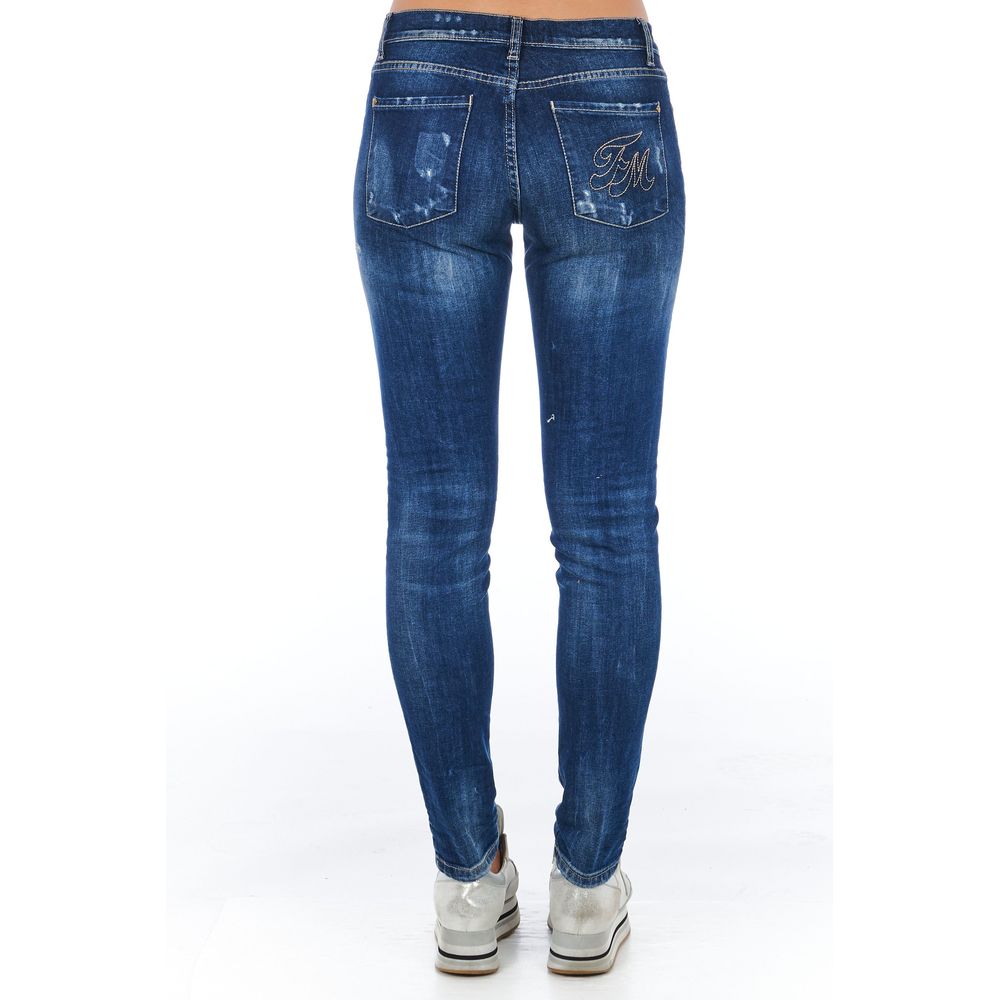 Frankie Morello Blue Cotton Women Jeans