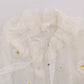 Dolce & Gabbana Elegant White Silk Daisy Blouse