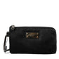 Dolce & Gabbana Black Nylon Logo Plaque Keyring Pouch Clutch Bag