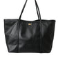 Dolce & Gabbana Black Leather Miss Escape Shopping Tote Women Bag