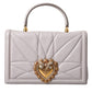 Dolce & Gabbana Light Gray Devotion Gold Heart Leather Shoulder Bag