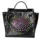 Dolce & Gabbana Black SICILY Leather LED Top Handle Shoulder Bag