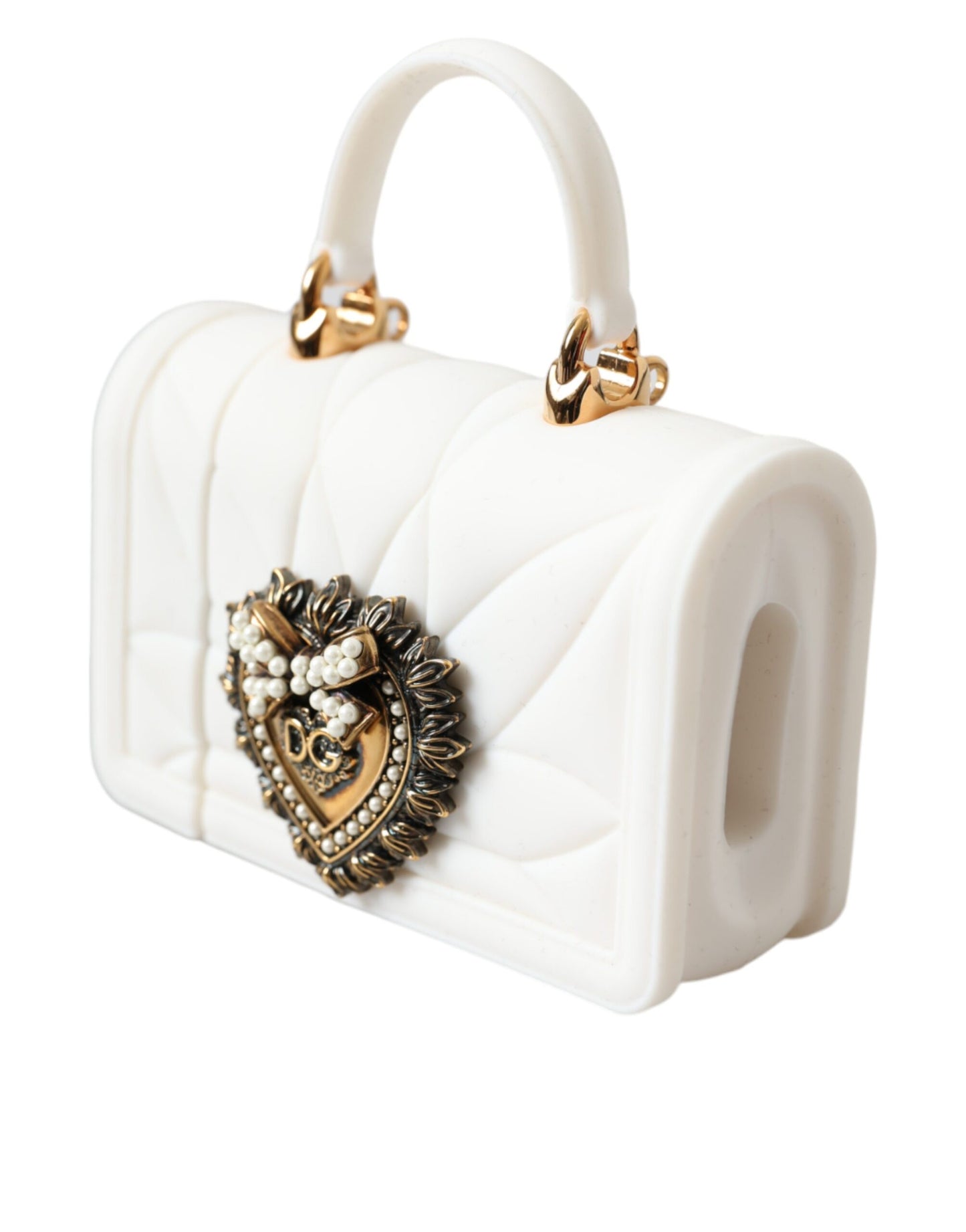 Dolce & Gabbana White Silicone Devotion Heart Cover Hand Bag Airpod Case