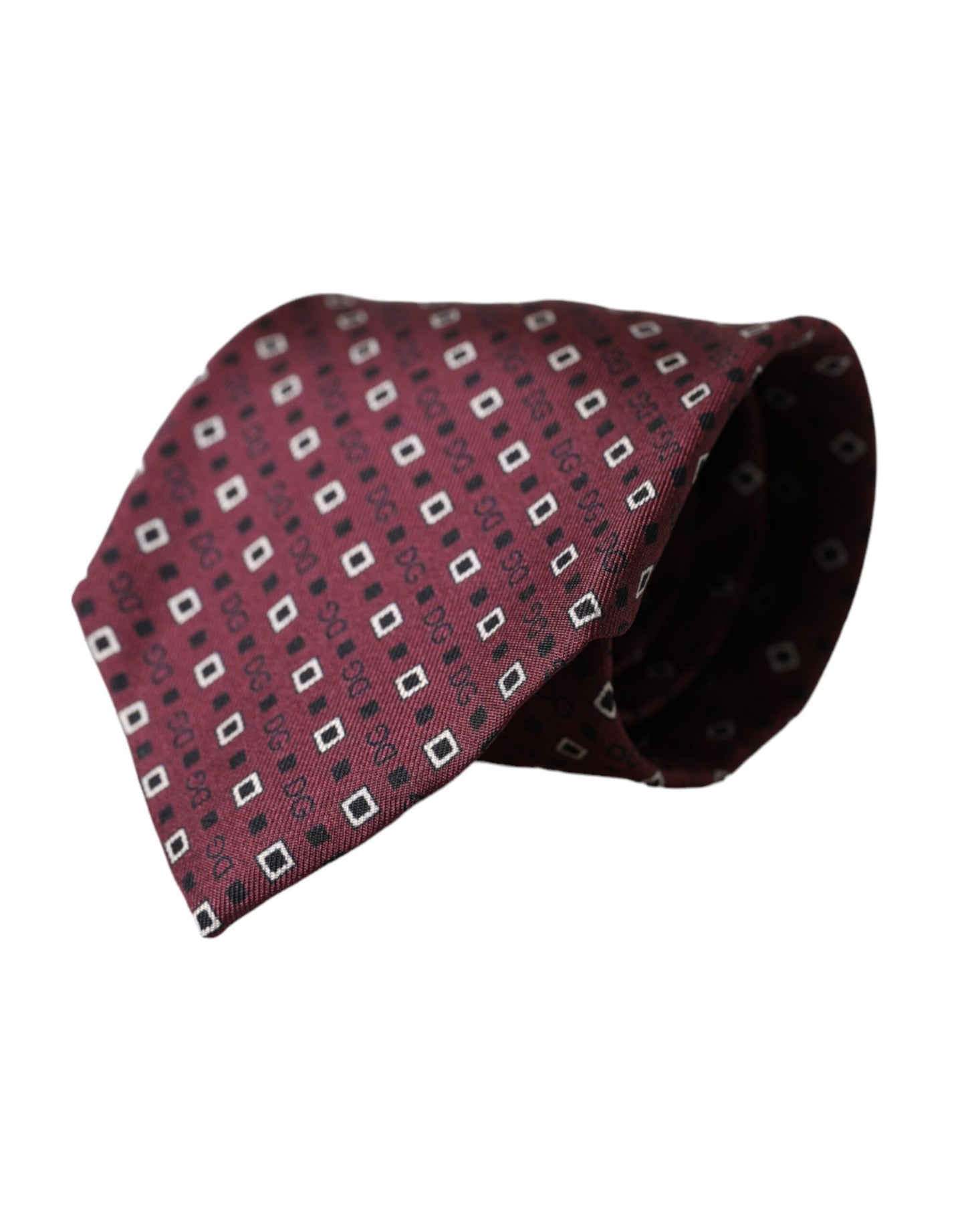 Dolce & Gabbana Maroon Silk Branded Logo Adjustable Men Tie