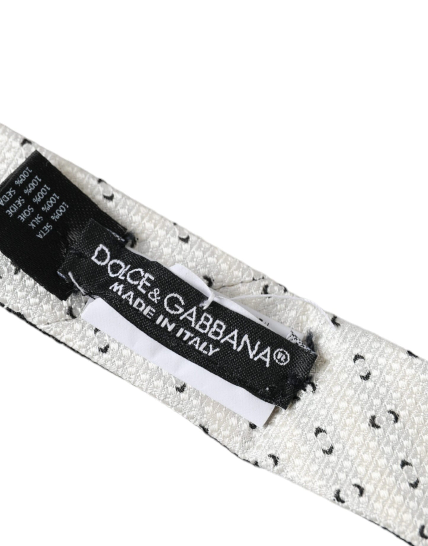 Dolce & Gabbana Black White Patterned Adjustable Tie