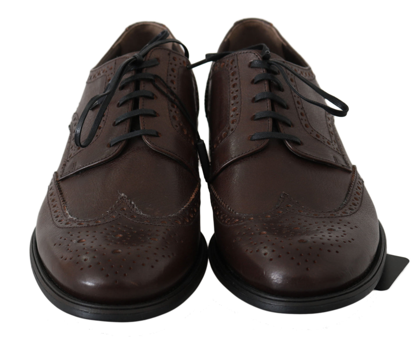 Dolce & Gabbana Brown Leather Brogue Derby Dress Shoes