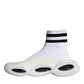 Dolce & Gabbana White Black Slip On Wave Socks Sneakers Shoes