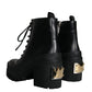 Dolce & Gabbana Black Lace Up Trekking Ankle Boots Men Shoes