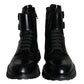 Dolce & Gabbana Black Leather Lace Up Men Mid Calf Boots Shoes